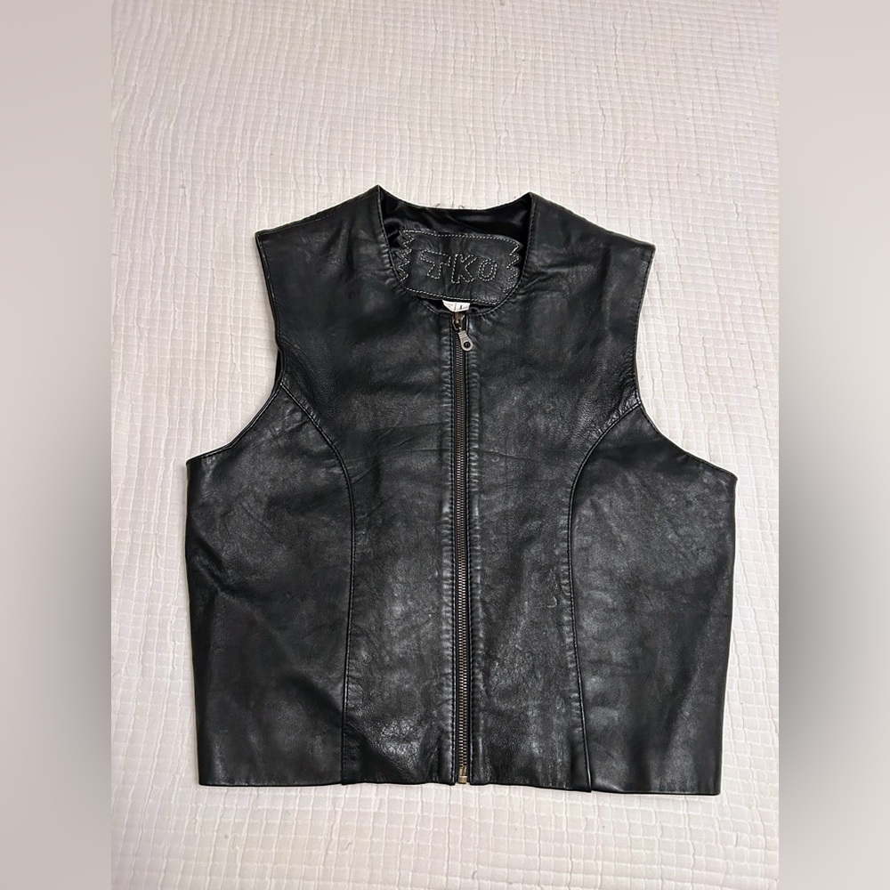 TKO Black Leather Zip Tank Top / Vest